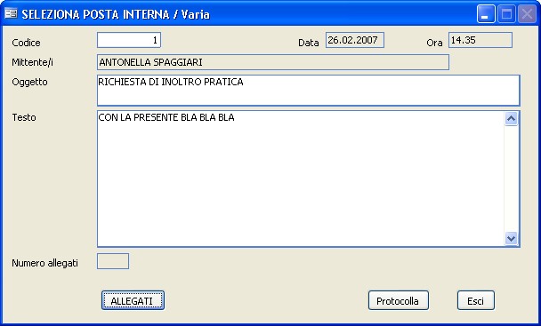 maschera posta interna