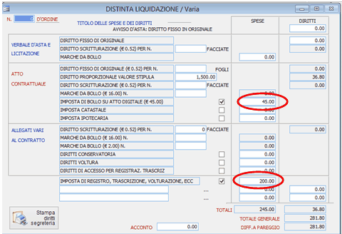 Distinta di Liquidazione
